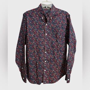 J. Crew Men's Slim Fit Floral Button-Down Shirt Size M Navy Multicolor Preppy